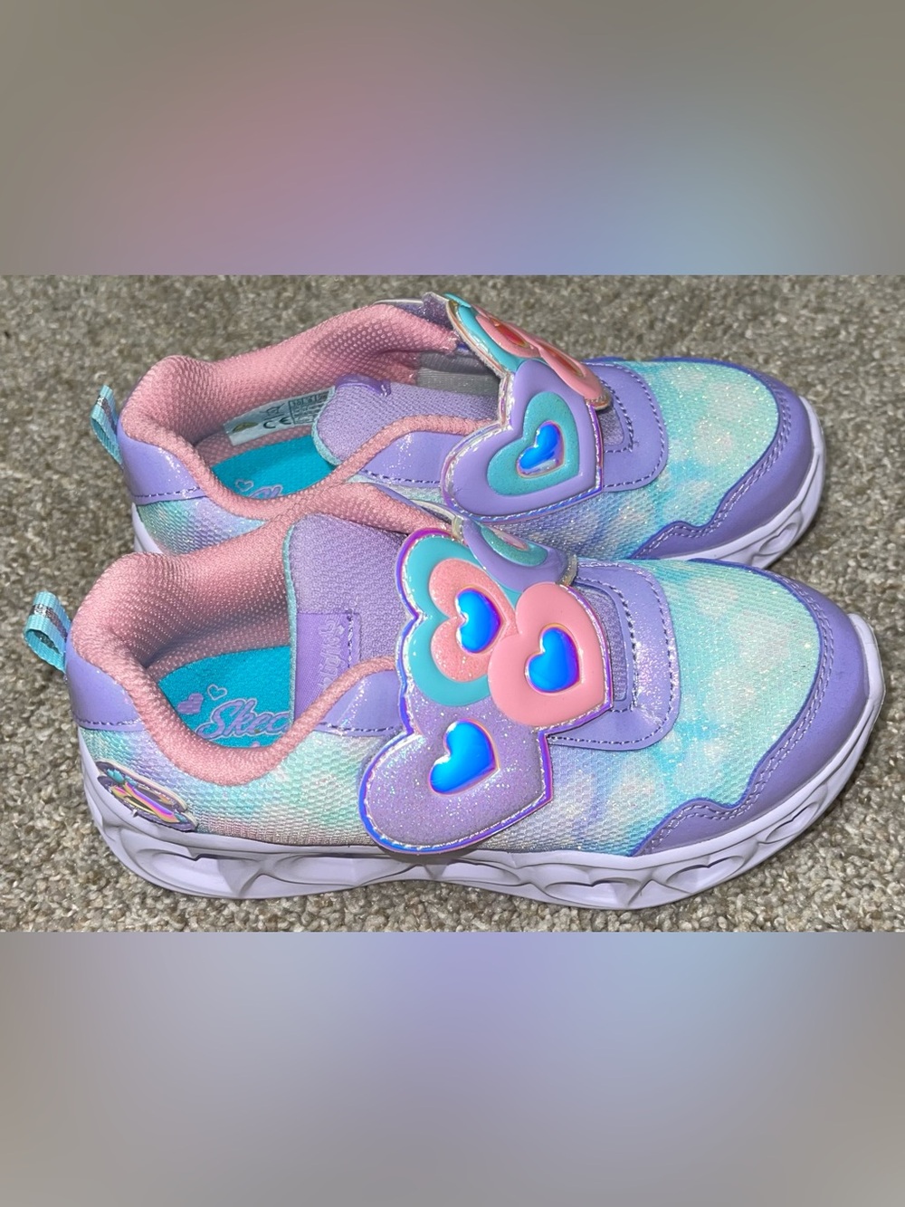 Skechers Heart Lights- Lovin Reflection girls 8 Light up shoes purple pink